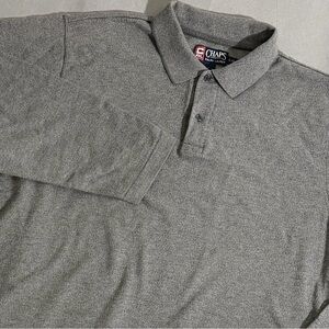 Chaps Ralph Lauren Polo Shirt Mens XXL Gray Long Sleeve Cotton Solid Casual
